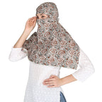 DEEPNYRA - LIVING STYLE Scarf Face Full Covering With Mask Head Hair Wrap Sun Protection For Women Cotton Printed Square All Season Wear (MULTIKATHA)