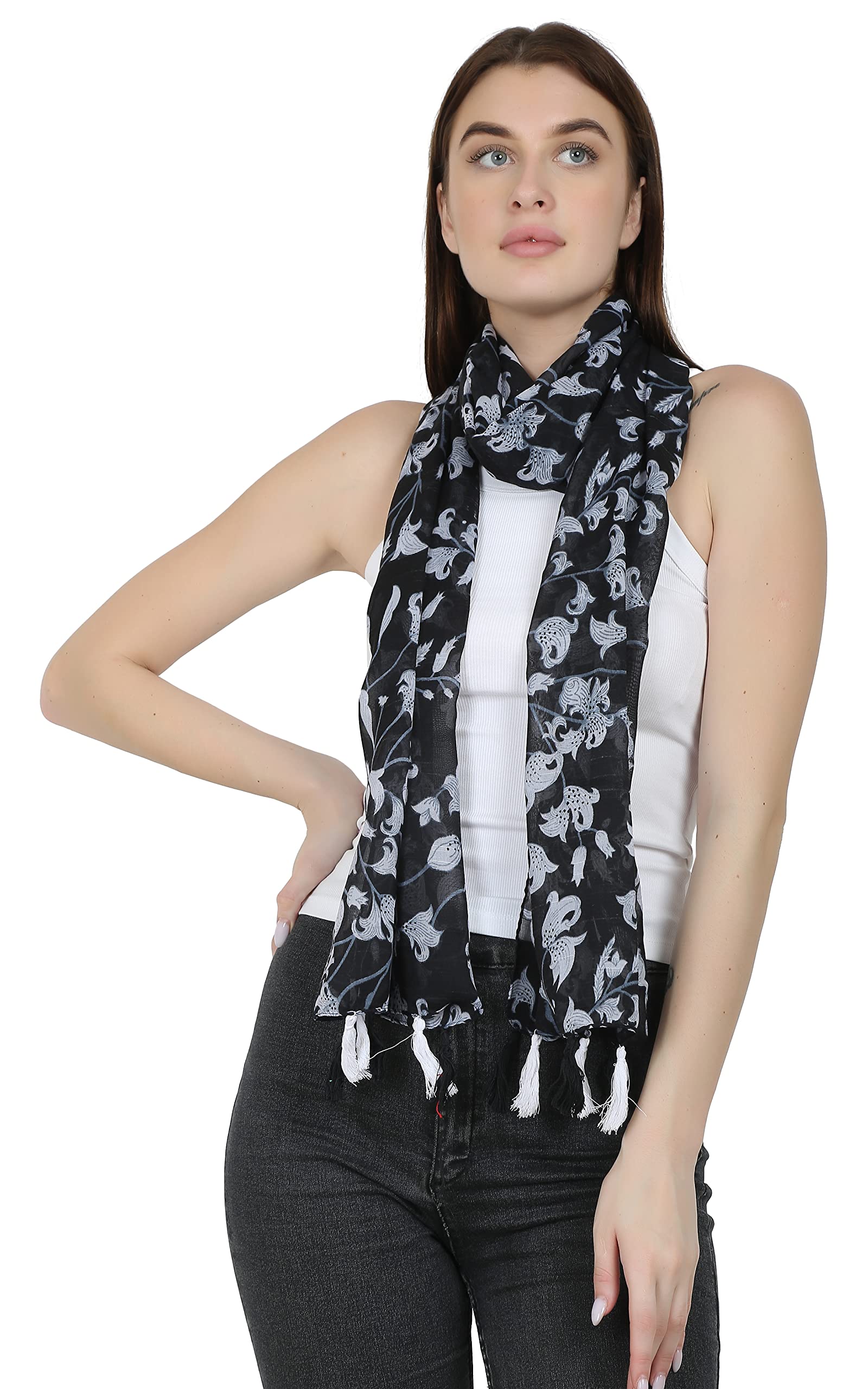 StoleVilla Women's Printed Chiffon Scarf (STOLEVILLA_065_Multicolor)