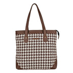 ENSAC Premium Cotton Tote Bag for Women, Stylish Handbag for women with Zip Closure | Fit for Office Bag, College, Travel Use | Handcrafted in IndiaTOTE-(HOUNDSTOOTH-BROWN-1) (Brown)