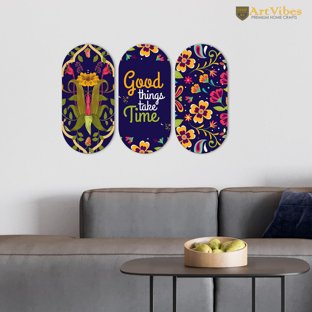 Artvibes Positive Quote Designer Wall Hanging Wooden Art | Quotes Decor Item | Wall Poster | Office Wall Decoration Items | Wall Art Print | Inspirational quotes | Gift Items (WH_9026N), Set of 3