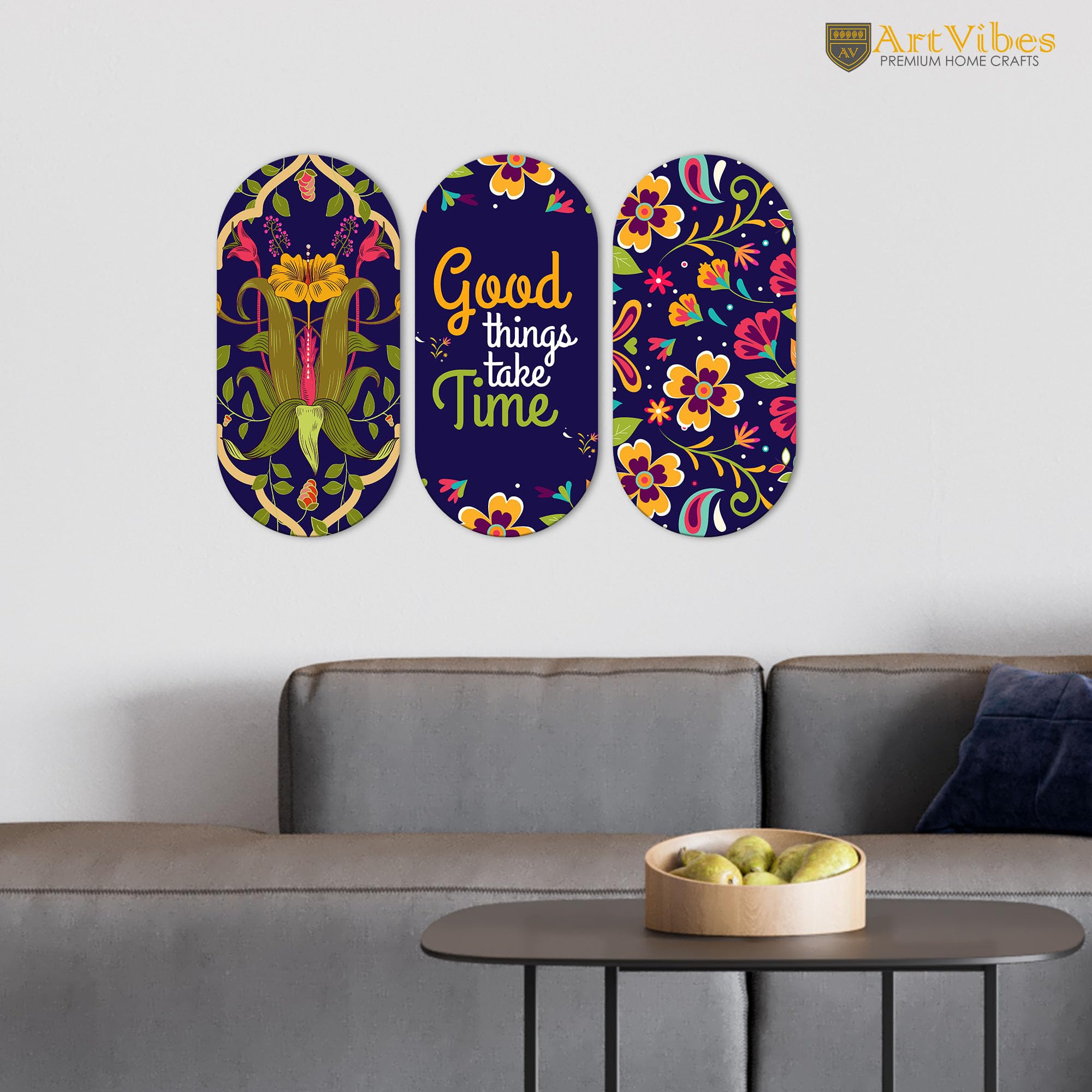 Artvibes Positive Quote Designer Wall Hanging Wooden Art | Quotes Decor Item | Wall Poster | Office Wall Decoration Items | Wall Art Print | Inspirational quotes | Gift Items (WH_9026N), Set of 3