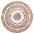 Kuber Industries Handmade Braided Carpet Rugs|Traditional Spiral Design Jute Placemat|Table Top Mat for Bedroom,Living Room,Dining Room,36x36 cm,(White) Kafalo