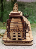 ANI DIVINE Kedarnath Temple 3D Miniature Kedarnath Mandir Shree Kedarnath Dham, Lord ShivJi Car Deshboard,Home, Office, Decorative Wooden Showpiece - Brown, White (Small -8 Cm)