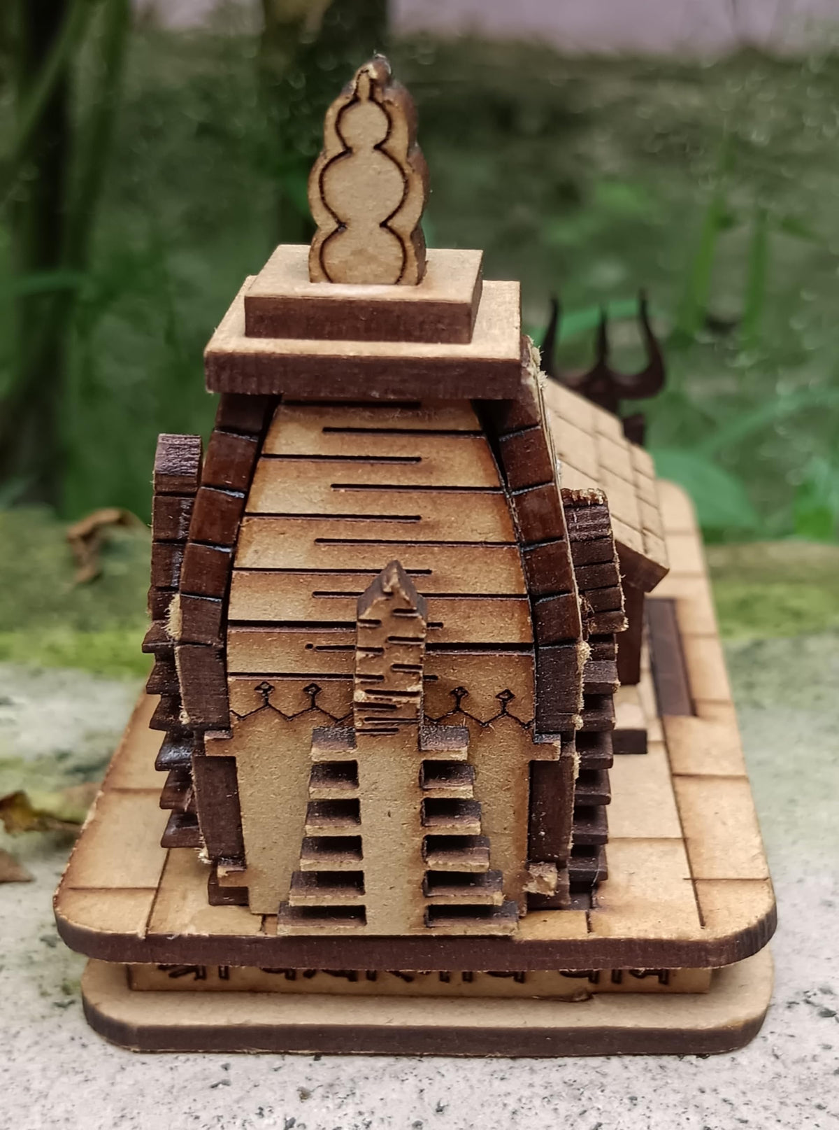ANI DIVINE Kedarnath Temple 3D Miniature Kedarnath Mandir Shree Kedarnath Dham, Lord ShivJi Car Deshboard,Home, Office, Decorative Wooden Showpiece - Brown, White (Small -8 Cm)