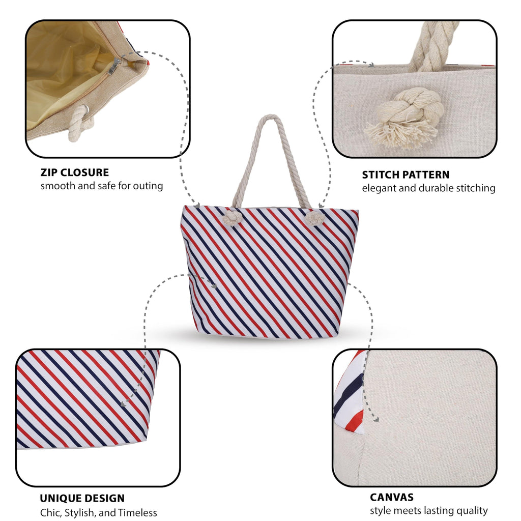 SIBY Tote Bag - Canvas Rope Handle Bag with Zipper Closure, Spacious Interior Pocket - Modern Style, Ideal for All Occasions