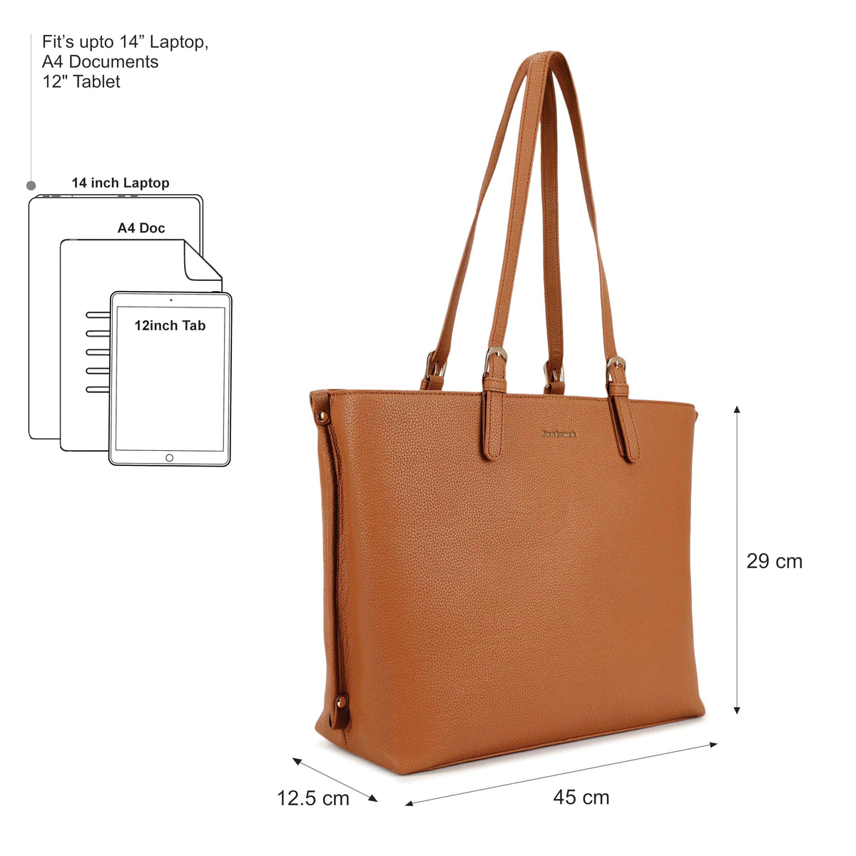 Fastrack Mood Muse Laptop Tote for Women| Faux Leather Handbag With Padded 14-Inch Laptop Compartment | Spacious Interior With Multiple Pockets | Trendy Women's Handbags | Shoulder Bags For Girls