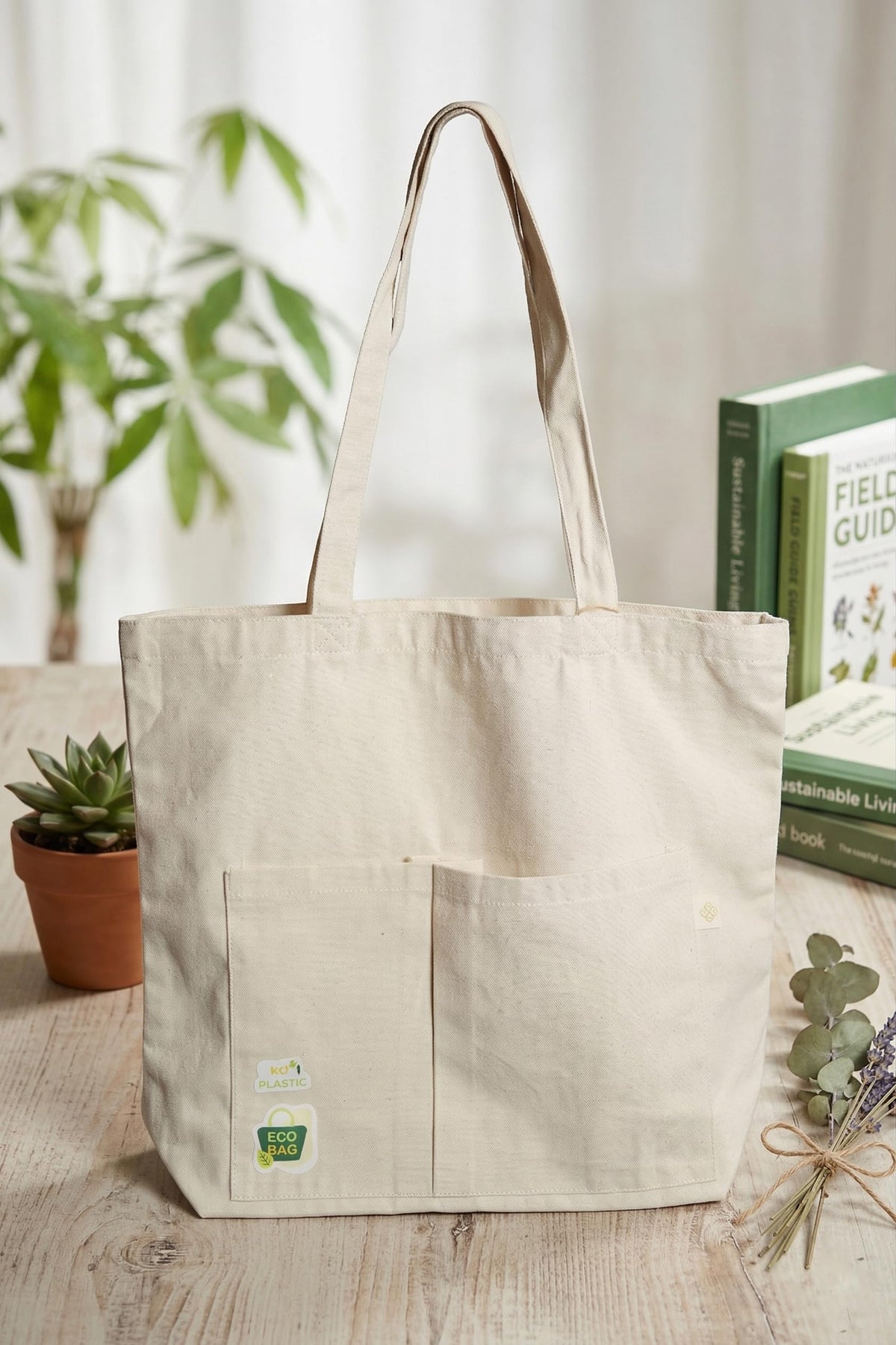 Jute Tote Bag with Cotton Handles | Eco-Friendly Hand Screen Printed Wave Design Shopping Bag | Reusable Natural Jute Bag with Azo-Free Dye Print