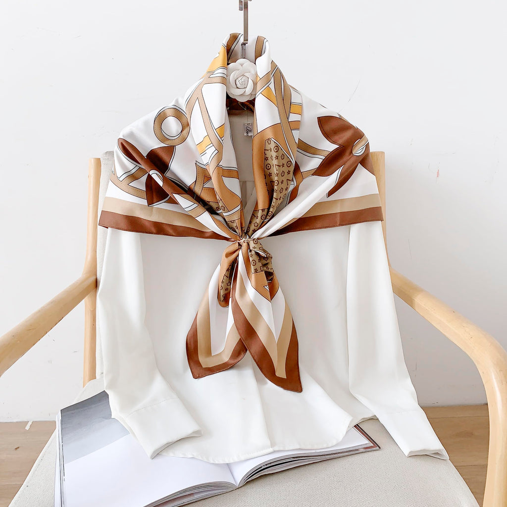 CrossKulture Printed Poly Silken feel Scarf Stole for Women | Stylish, Soft, & Lightweight | Satin Feel Neck Scarf, Hair Scarf, Head Scarf for Women | Square Silk Stole for Handbag (Color16)