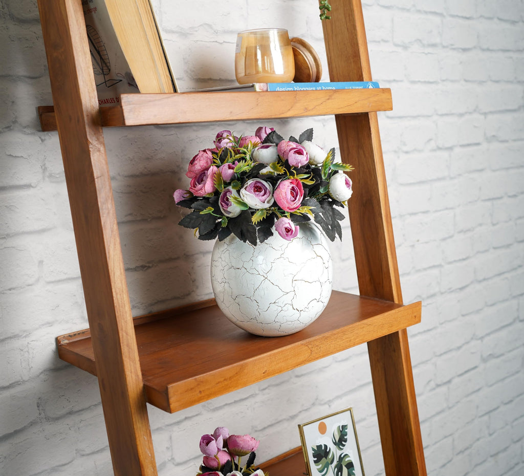 BEHOMA Metal Ball Round Metal Vase for, White