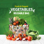 DOUBLE R BAGS Heavy Duty Cotton Canvas Grocery Shopping Bag | Eco-Friendly Cloth Tote for Vegetables, Milk, Fruits & Lunch | 33x44.4x20.3cm | 1 Compartment | Pack of 2 Catkitten Print