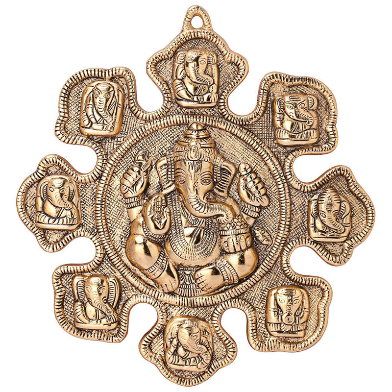 KridayKraft Multicolour Handmade Decorative Metal Aast Vinayak Ganesh Ji Statue
