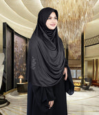 Mehar Hijab's Glamour in Modesty Fazluna Sigle side Frill Hijab XL (XXL, BLACK)