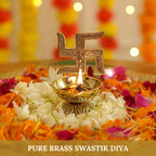 Behoma 100% Pure Brass Swastik Diya for Puja