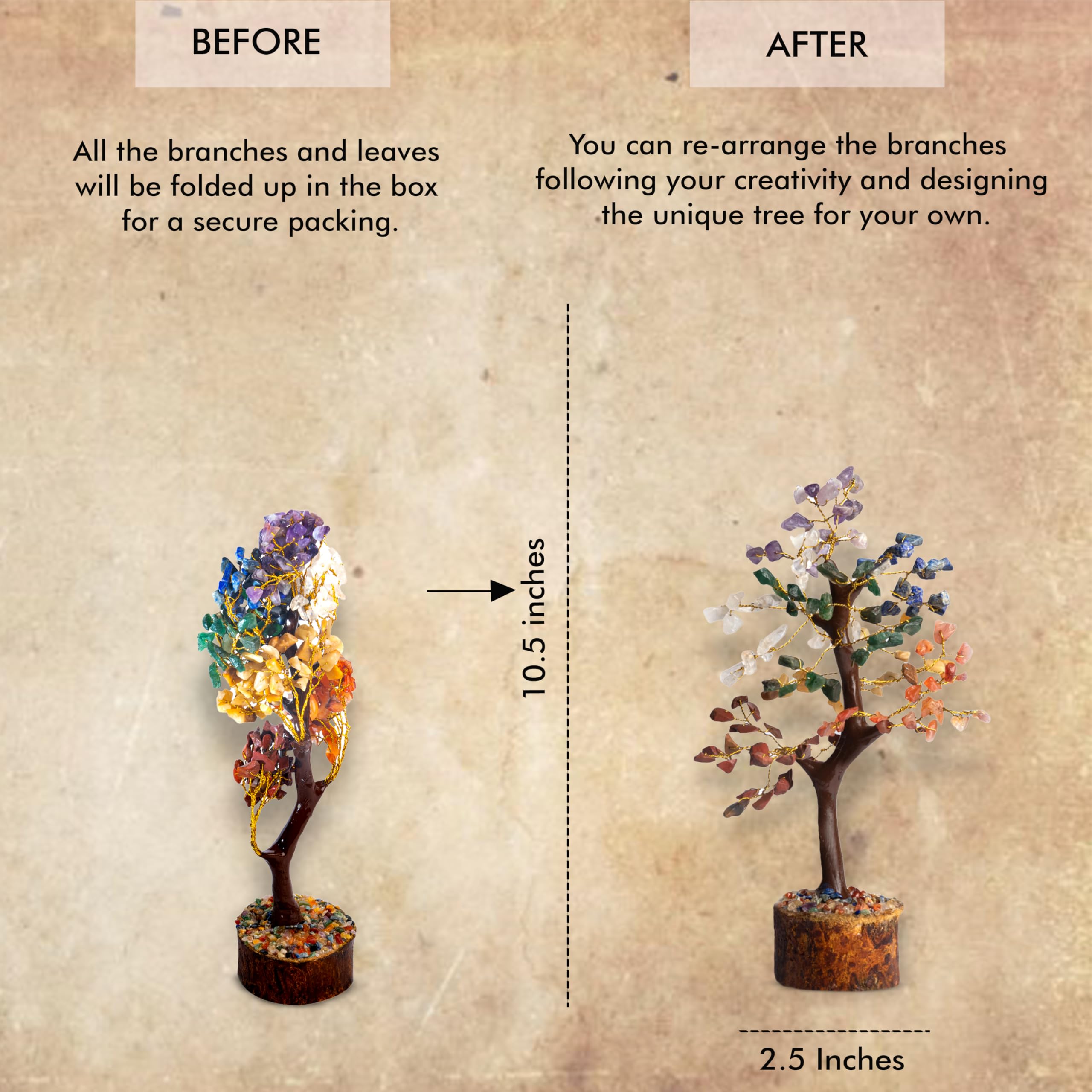 Wonder Care Crystal Tree for Home Decorations and Healing Stones Room Crystal Decor [Multi Crystal 150 Beads