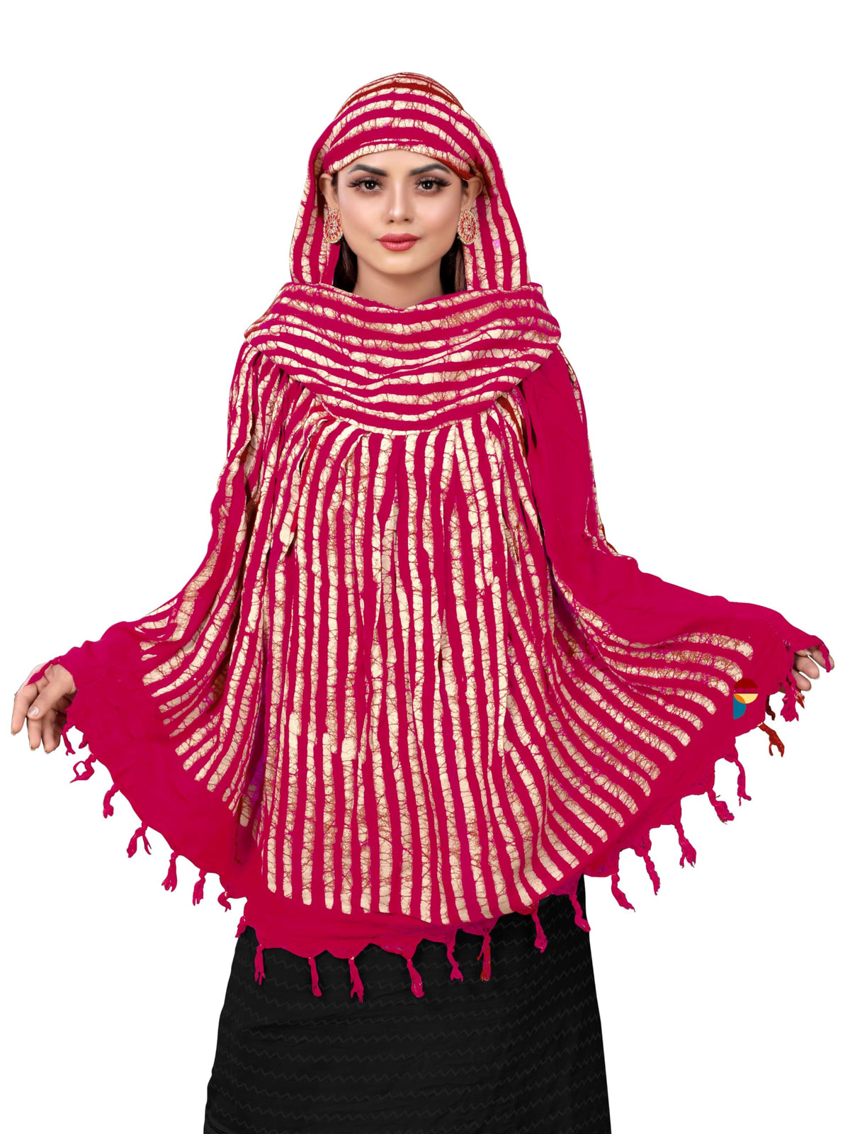 PRACHARAN Women Cotton Stylish Hand Printed Scarf, Anti Pollution Full Face Scarf With UV Sun Rays Protection Scarves for Women (Pink Batik)