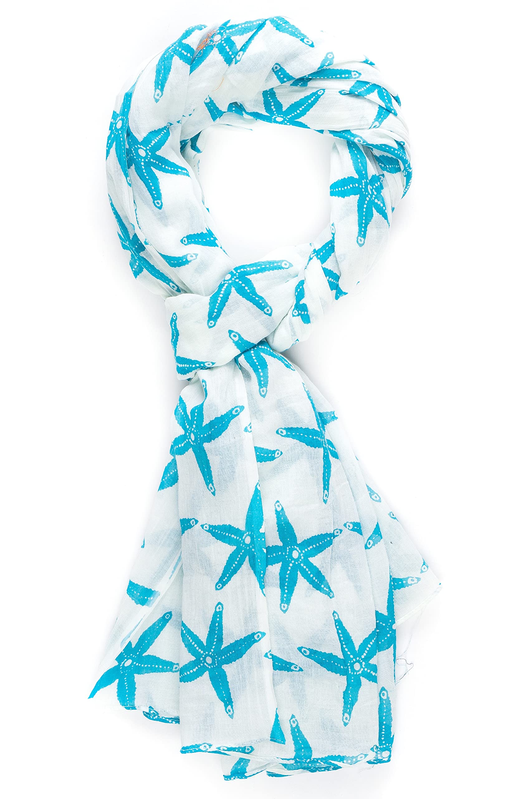 AQVA Printed Cotton Scarf for Women Stylish (starfish Sky) | Head and Face Cover Scarf for Girls with 100% Cotton | Soft & Lightweight Scarves/Stoles for all Weather (72 x 43 in)