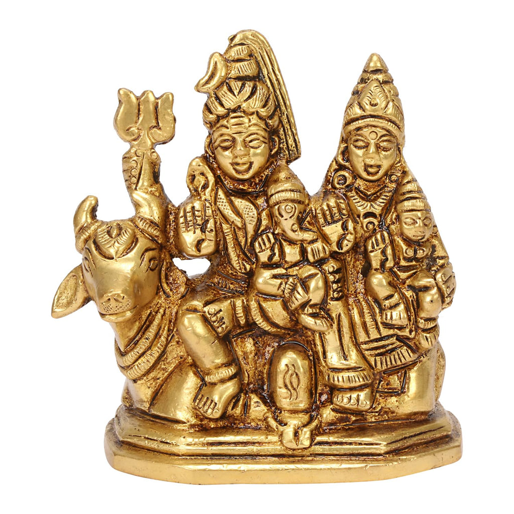 SVARUP Brass Shiva Parvati Shiv Parivar Shankar Bhagwan Ganesh Family Murti Idol Statue Sculpture 3 Inch
