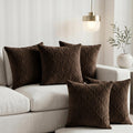 Yellow Weaves Jacquard Cushion Covers | Sofa Cushion Covers | Throw Pillow Cover for Sofa, Couch, Living Room| Removable & Washable | 16x16 Inches, Set of 5 (Coffee Brown)