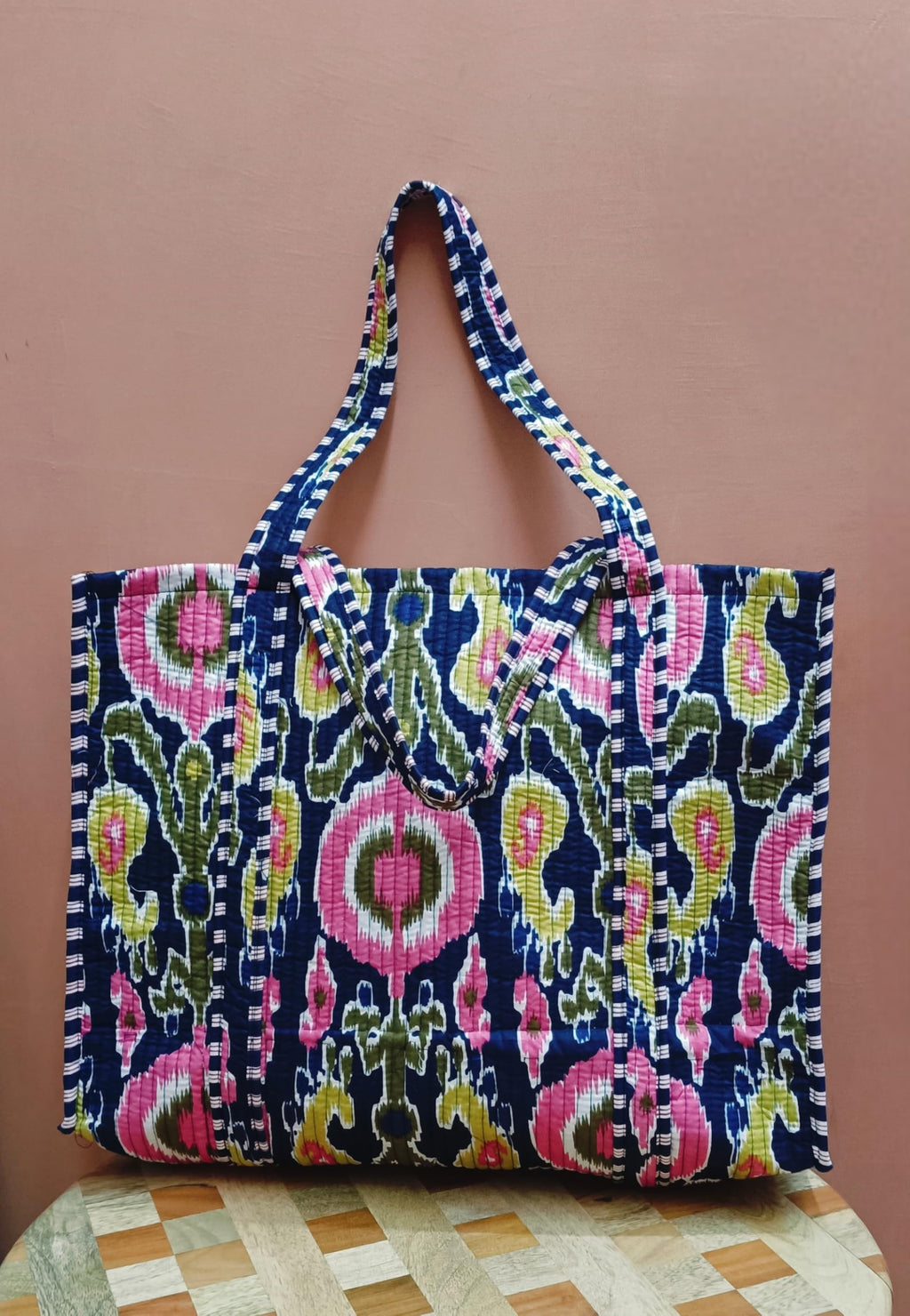 HOUSE OF GULAB Tote Bag for Women Stylish Canvas Handbag with Long Handle Inside Pocket Shoulder Bag Ladies Large Shopping College Office Travel Tote Bag for Girls Daily Use Fashion Bg (Pink & Black)