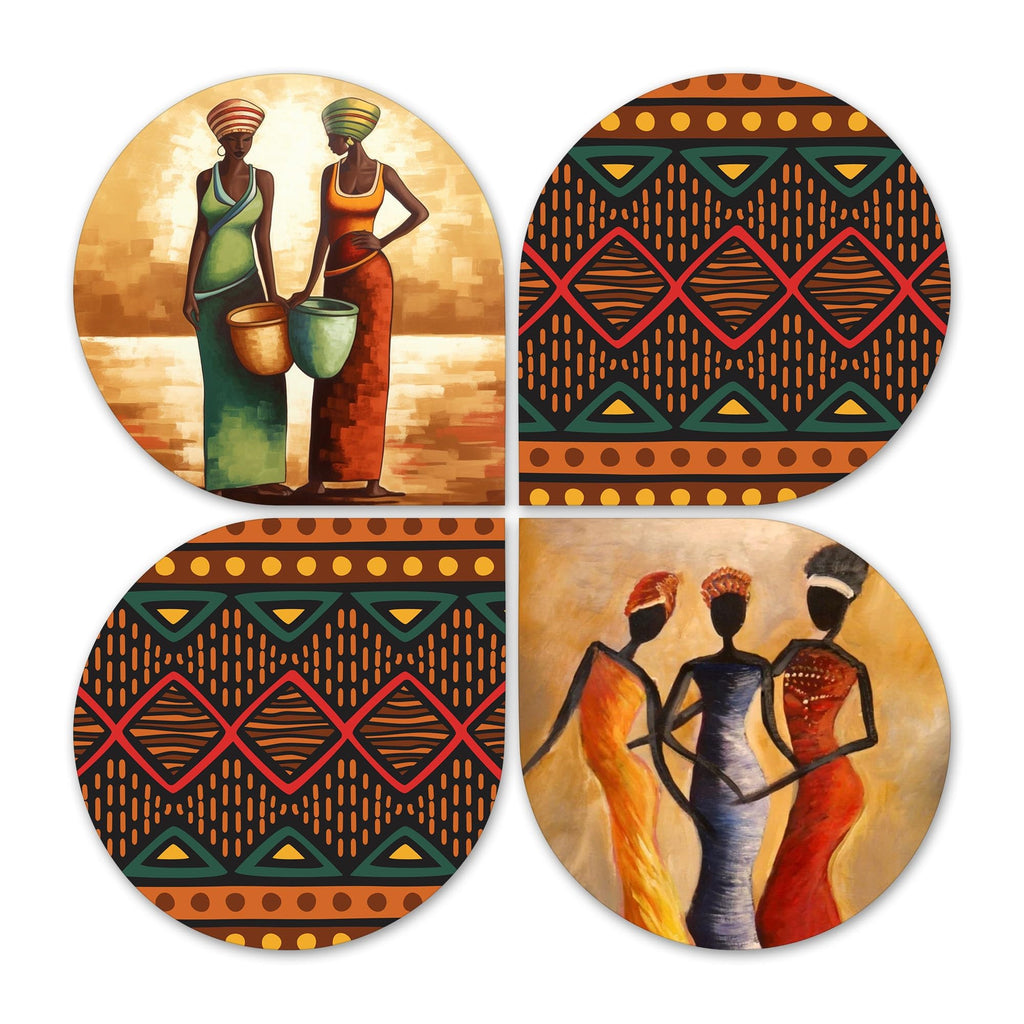 Artvibes Beautiful Warli Art Decorative Wall Hanging Ornaments | Modern Decoration Items | Living Room | Bedroom | Office | Wall Poster | Handcrafted Art | Unique Gift (WH_8414N), Set of 4