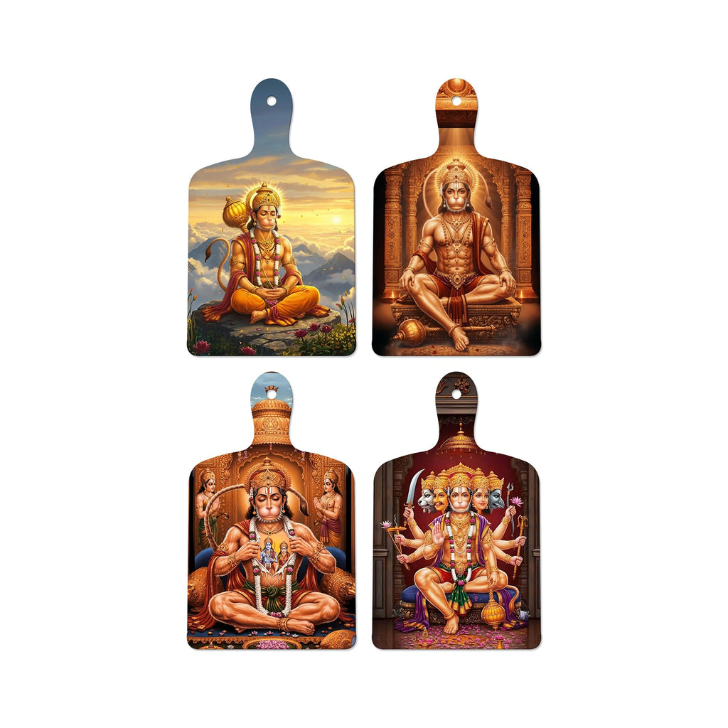 Artvibes Lord Shri Panchmukhi Hanumanji Sacred Art Designer Wooden Wall Hanging | Spiritual Decor Items | Wall Painting | Wall Poster| Stylish Modern Decor Item | Gift Items (WH_5638N), Set of 4