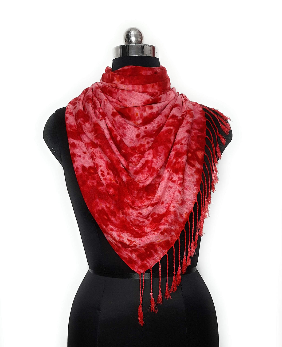 Chandwasia Rayon Batik Design Scarf for Men & Women | Lightweight Stole, Shawl & Wrap | Soft Breathable Fabric for Summer & Winter Wear | 28 x 72 Inches | Red