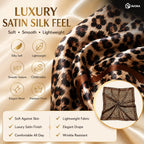 AVORA Leopard Print Satin Square Scarf for Women, Silk Feel Head Scarf, Lightweight Bandana Hair Wrap, Fashion Neck Scarf, Hijab, Brown Animal Print Headscarf, 90 x 90 cm