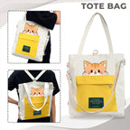 Kraptick Tote Bags – Stylish Shoulder Tote Bag for Everyday Use For Women Compact Reusable Perfect as a Grocery Tote Bag, Shopping Bags for Grocery (Lazy Cat White)