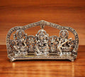 Prince Home Decor & Gifts Laxmi Ganesh Saraswati Idol Decorative Platter with Diya Laxmi Ganesha Murti Showpiece Antique Gift (Silver)
