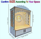 Devson Beautiful Wooden Temple | MDF Pooja MANDIR for Home and Office use with LED SPOT Light | Engineered Wood Pooja Stand with Storage Shelves | Size - H 21 x L 16 x W 9 inch | 15DDW