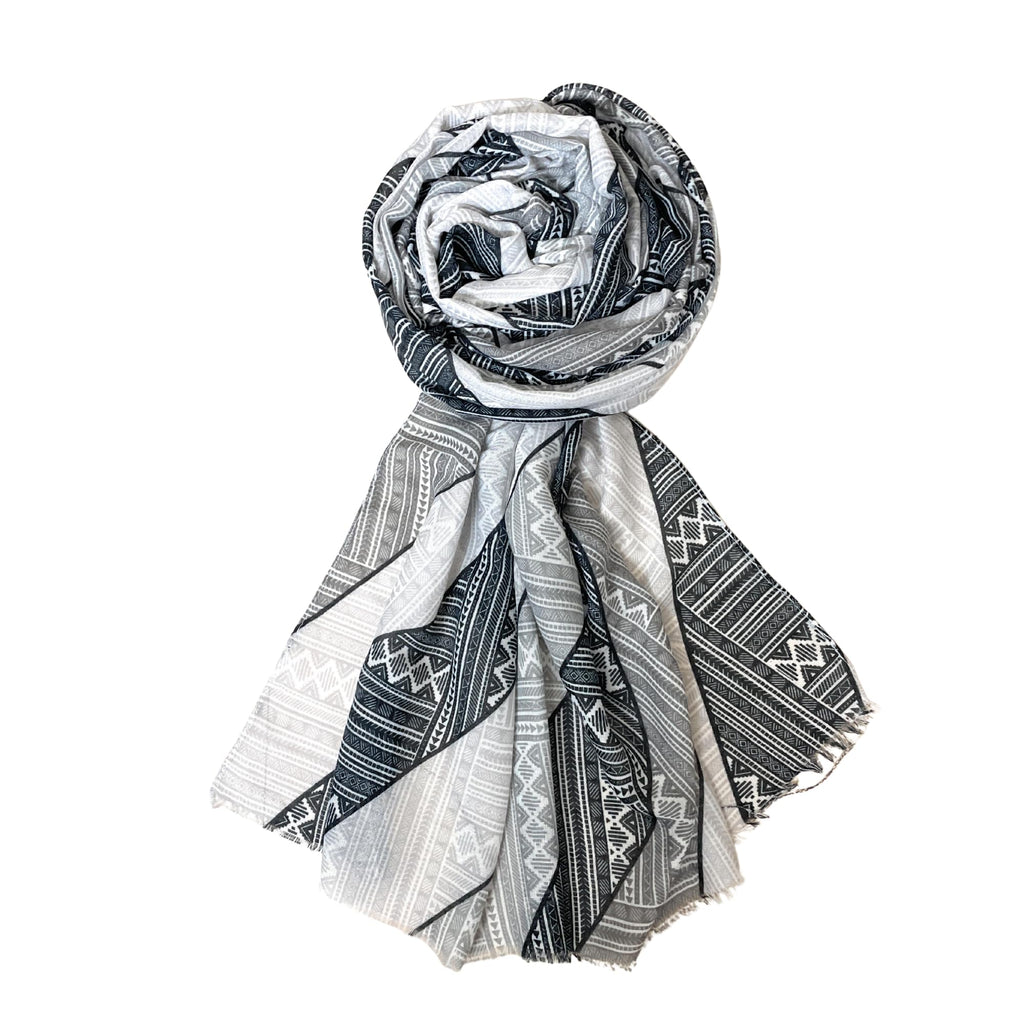 FAHABO Digital Print Mal Mal Cotton Scarf for Women – Soft, Lightweight Hijab, Head & Neck Wrap | Stylish Fashion Scarf (Ash Grey, Warm Grey, Rich Black)