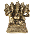 SVARUP Brass Panchmukhi Ganesh Lord Ganesha Murti for Home, Living Room, Office Decor Showpiece for Decoration, Gift 4.5 Inch