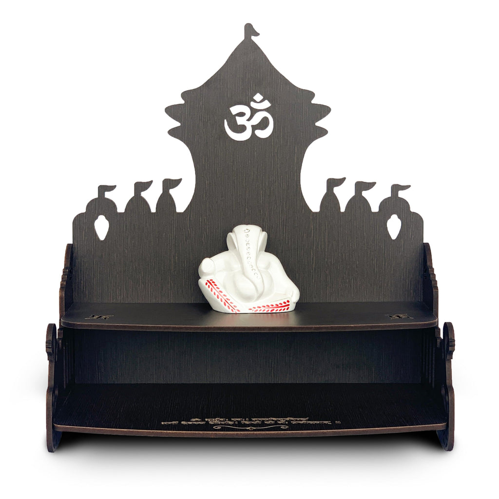 Townside Wooden MDF Temple, Home Mandir (12 x 11.5 x 7 inch) Pooja Ghar - (Black Wenge Finish) (Ashwaraj H)