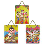 Artvibes Spiritual for Bedroom Wall Decor Decorative Wall Art MDF Wooden Wall Hanger for Living Room | Art For Wall | Wall Sculpture | Signs & Plaques | Wall Poster | Unique Gift (WH_9611N), Set of 3