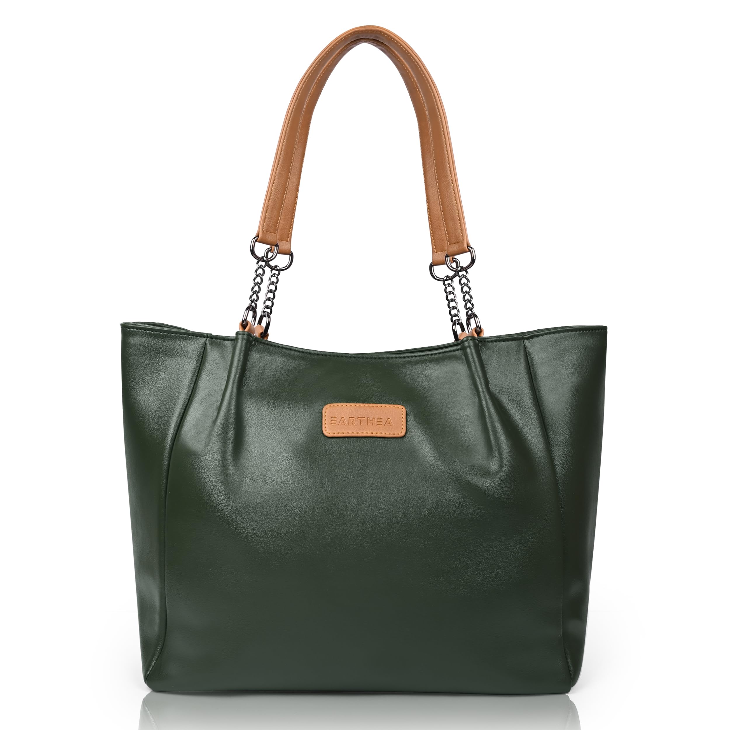 EARTHEA Tote Bag for Women | Large Faux Leather Handbag Fits 14 Inch Laptop | Stylish Shoulder Office Bag with Zipper | Spacious Work Tote for Daily Use, Travel & Shopping