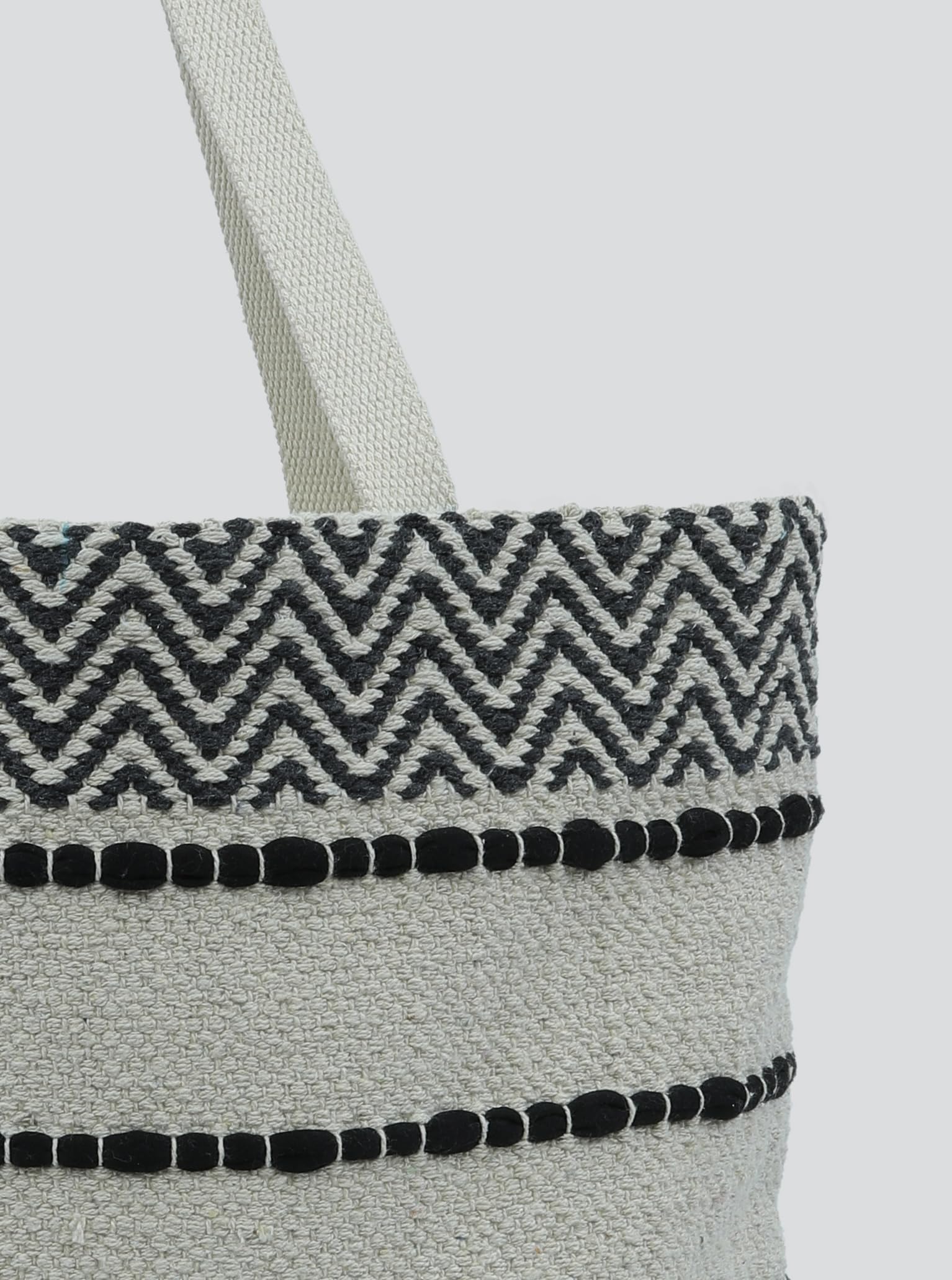 DOLCE CASA Large Eco-Friendly Handmade Boho Cotton Handbag For Cloth Shopping Bags With Reinforced Handle For Market Carry Milk, Grocery, Fruits, And Vegetables Jhola Bag (20×5×15 Inches)