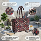 Stylique Shopping Bag for Women | Jute Hand Bags for Women Stylish | Canvas Shoulder hand bags woman with Zipper | Woman Handbags Big Size for Work, College & Daily Use | 14-inch Laptop Space