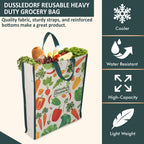DOUBLE R BAGS Unisex Big Eco Cotton Canvas Shopping BAGS For Carry Milk Grocery Fruits Vegetable With Reinforced Handles Jhola Bag - Kitchen Essential (17X8.5X14-Inches) (VEG-01, Pack Of 1)