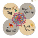 Artvibes Dream Big Quotes Wooden Wall Hanger | Quotes Decor Item | Motivational Wall Decor | Wall Poster | Art Piece | Graphic Art | Gift Items | Office Wall Decoration Items (WH_8407N), Set of 4