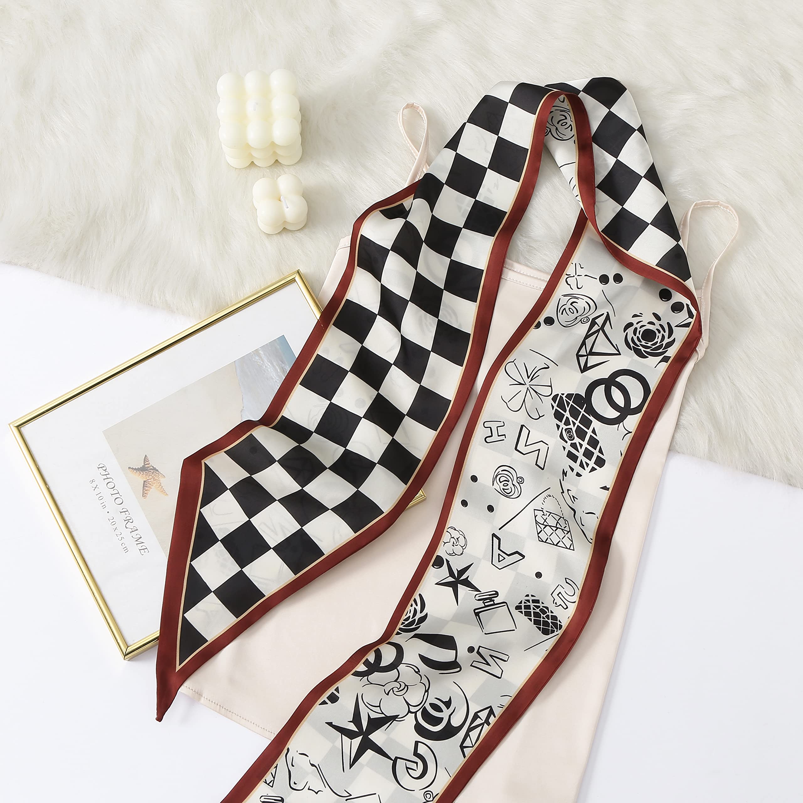 CorssKulture Lightweight Satin Ribbon Scarf for Women's 150 x 15 cm | Silky Soft Scarf Perfect for Gifting (Colour8)