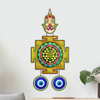 Artvibes Sri Yantra Evil Eye Wall Hanging for Home Entrance Door | Sacred Geometry Vastu Decor | Positive Energy Protection Ornament for Meditation Room | Office and Housewarming Gift (WH_85135N)