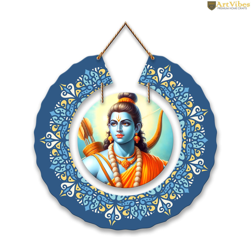 Artvibes Shri Ram Round Shape MDF Wooden Wall Art for Home Decoration | Spiritual Decor Items | Wall Art Paintings | Wall Poster | Wall Accents| Stylish Modern Artwork | Gift Items (WH_9810N)