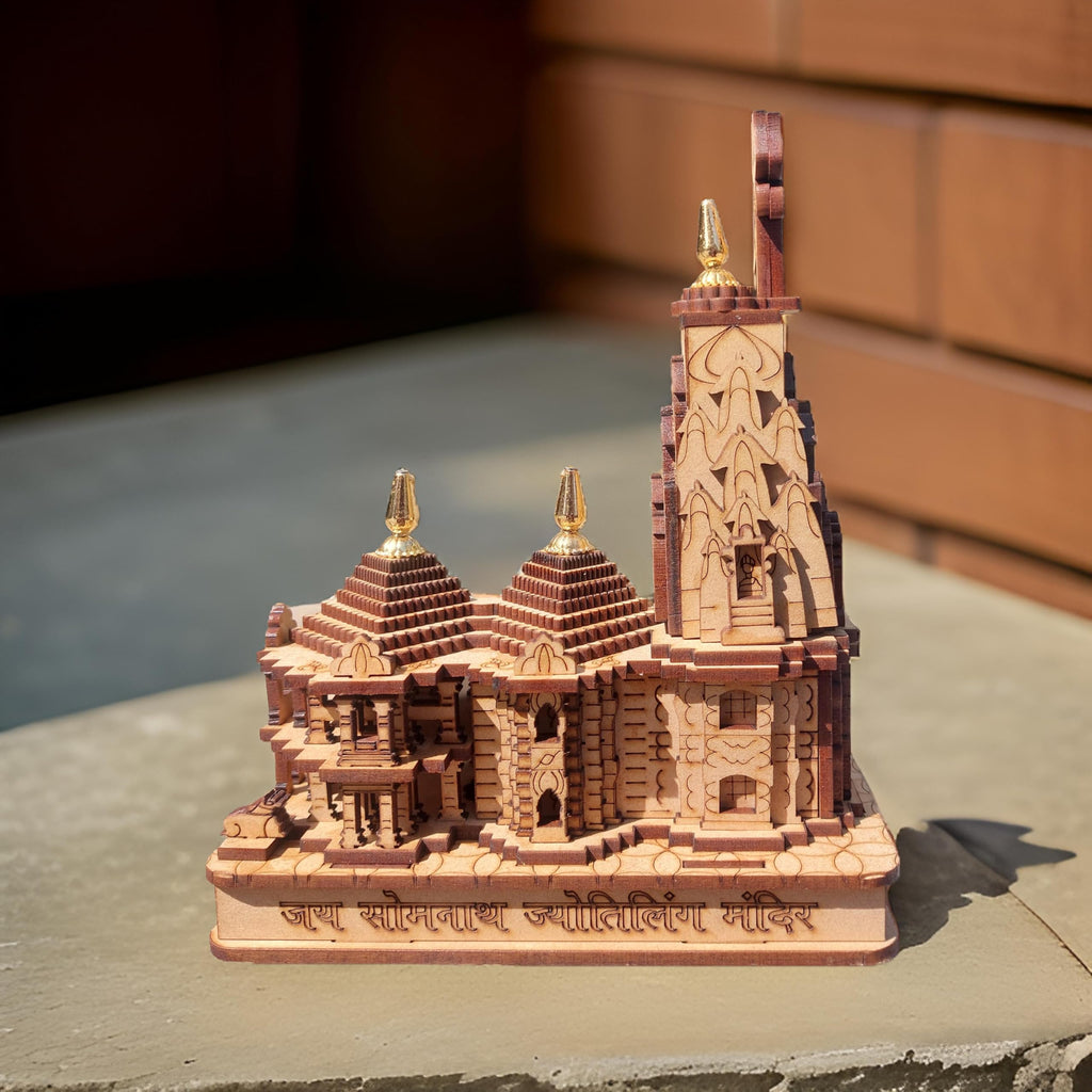 A&S Ventures Wooden Somnath Temple Model - Authentic, Handcrafted Design for Home Temple, Decor & Gifting (Wooden Brown)