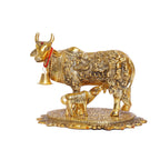 Kamdhenu Cow with Calf Idol for Home Decor | Metal Cow Statue with Intricate Embossed Design | Vastu & Pooja Decorative Showpiece | Temple, Office, Housewarming & Gift Item