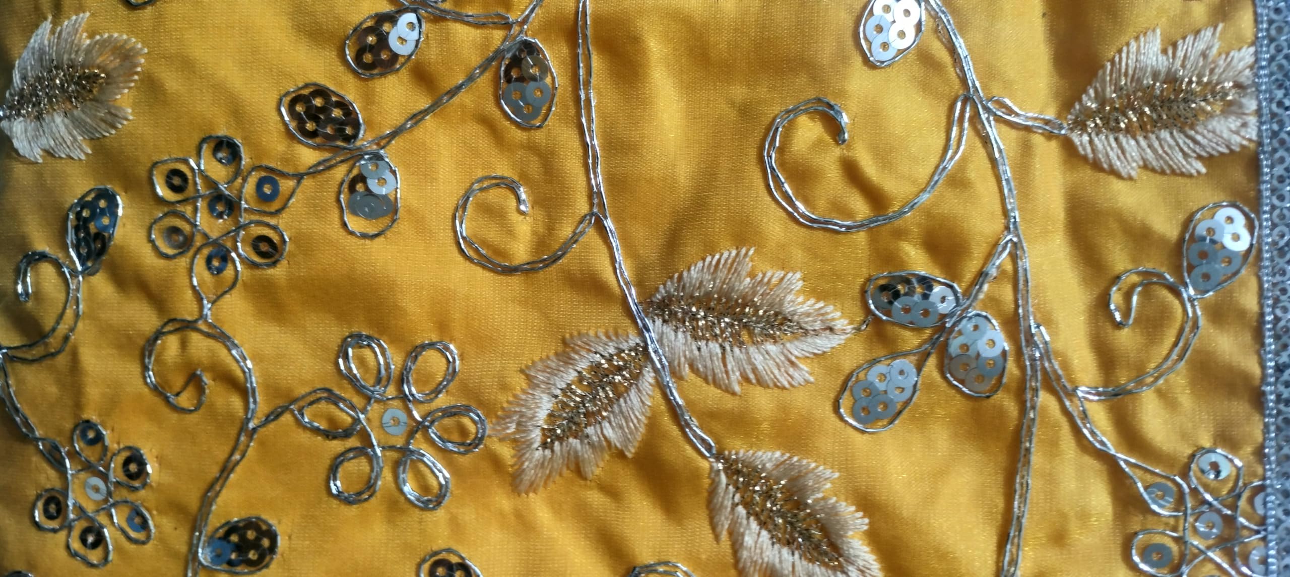Lakshmi Maa Collection Rumala Double Set with Cotton Lining Yellow with Golden Gota and Designer Set of 4 PEC