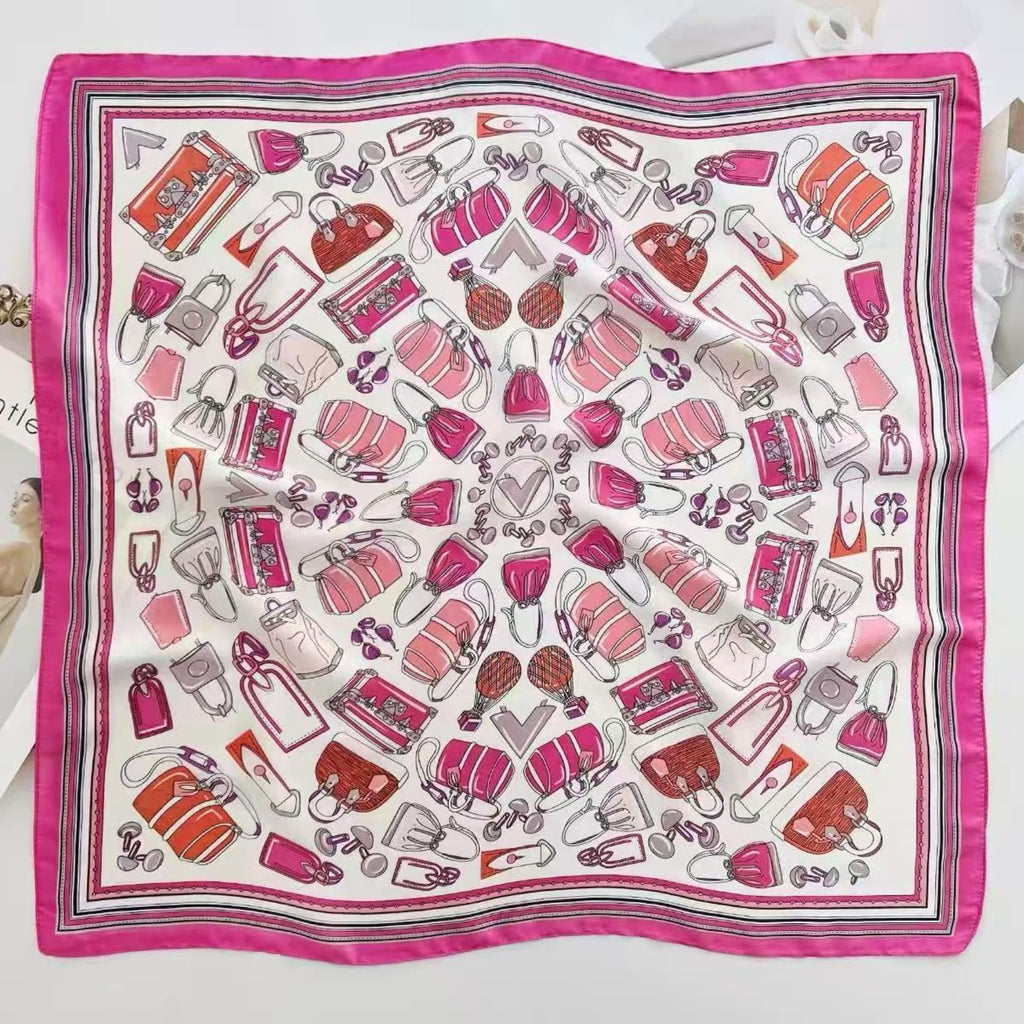 SALTY Wine & Dine Pink Printed Scarf for Women | Head Scarf for Women Soft, Lightweight | Hair Scarf | Latest Scarves for Girls | Spring, Summer & Fall Fashion Accessory