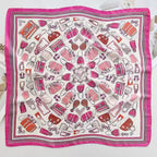 SALTY Wine & Dine Pink Printed Scarf for Women | Head Scarf for Women Soft, Lightweight | Hair Scarf | Latest Scarves for Girls | Spring, Summer & Fall Fashion Accessory