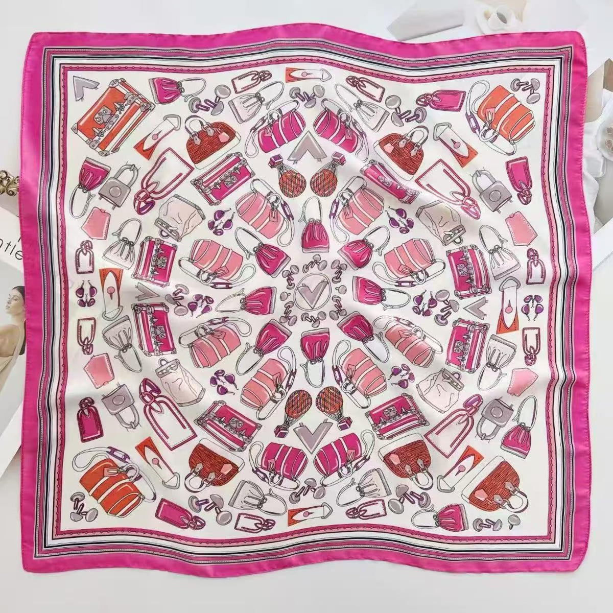 SALTY Wine & Dine Pink Printed Scarf for Women | Head Scarf for Women Soft, Lightweight | Hair Scarf | Latest Scarves for Girls | Spring, Summer & Fall Fashion Accessory
