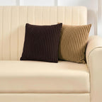 Yellow Weaves Pencil-Stripe Fur Cushion Covers | Soft Polyester | Decorative Sofa & Throw Pillow Covers | 16x16 Inches, Pack of 2 (Coffee & Golden Brown)