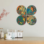 Artvibes Spiritual Decorative Wall Art MDF Wooden Wall Hanger for Living Room | Wall Sculpture | Signs & Plaques | Handcrafted Art | Wall Illustrations | Art For Wall | Gift Items (WH_8451N), Set of 4